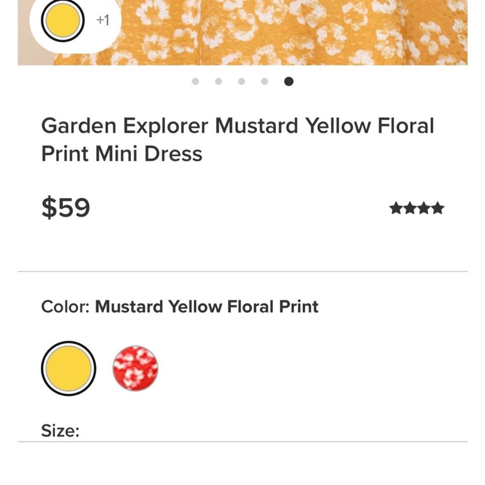 LULUS Women’s Garden Explorer Mustard Yellow Floral Print Mini Dress Size XXS - Picture 3 of 12